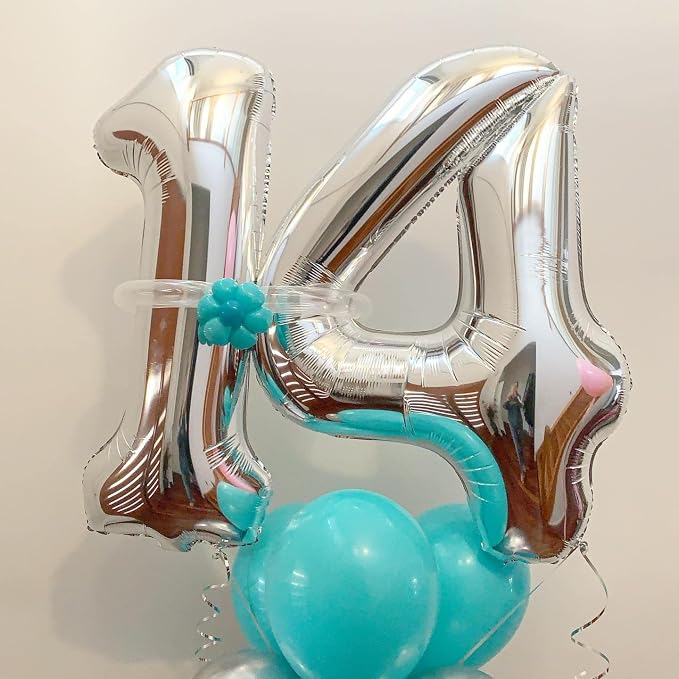 40 Inch Silver 15 Number Balloons Giant 15 or 51 Balloons Silver Birthday 15 - Image 4