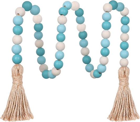 Meplait Wood Bead Garland, 39in Decorative Tassels Garland, Rustic Farmhouse by Meplait