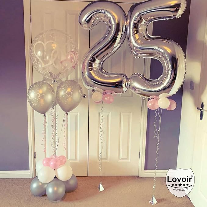 Silver 22 Number Balloons, 40 Inch Giant Number 22 Balloons Foil Mylar Helium - Image 7