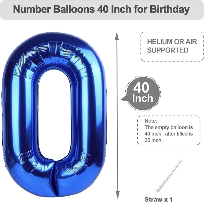 Numbers 40 Balloon 40Inch Blue Balloons - Image 5