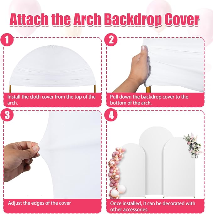 6.6FT Arch Backdrop Stand and White Cover Set, Wedding Arch Backdrop Stand | - Image 7