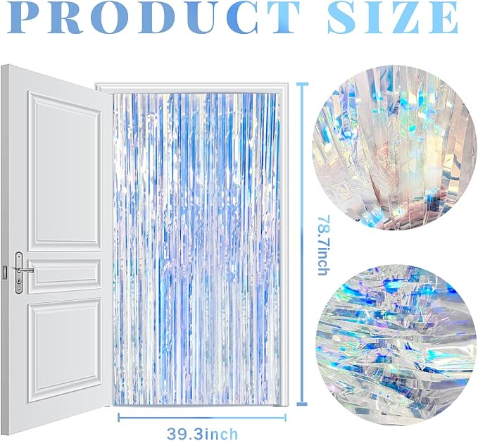 2 Pack Iridescent Backdrop Party Decorations Tinsel Curtain Party Backdrop Foil - Image 7