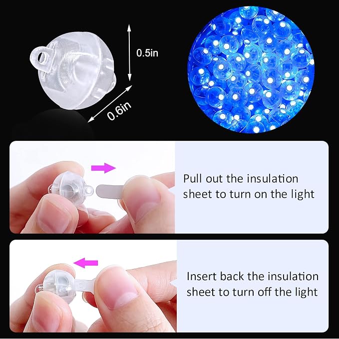 ZGWJ 100PCs Blue Balloon Lights Mini, Battery Powered, Long Standby Time - Image 3
