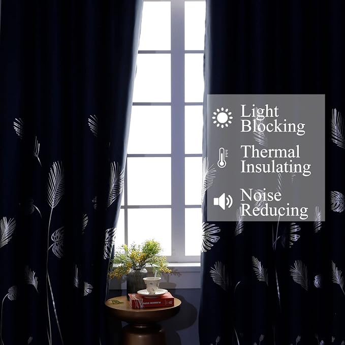 Silver Palm Tree Curtains Blackout Energy Saving Curtains Light Blocking Window - Image 6