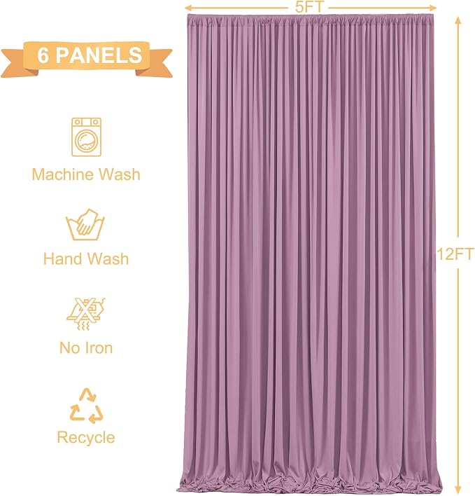 6 Panels Dusty Pink Backdrop Curtains - Image 5