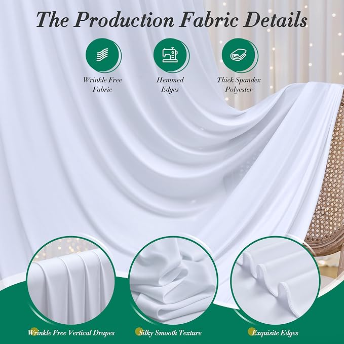 10 ft x 7 ft Wrinkle Free White Backdrop Curtain - Image 2