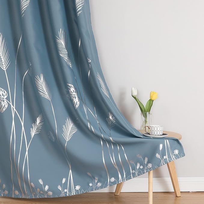 Stone Blue Blackout Curtains & Drapes 90 Inch Length 2 Panels Set - Image 7