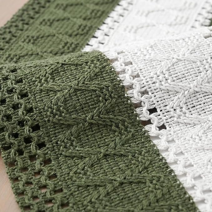 Artoid Mode Army Green Farmhouse Woven Table Runner 12x72 Inch | Seasonal - Image 6