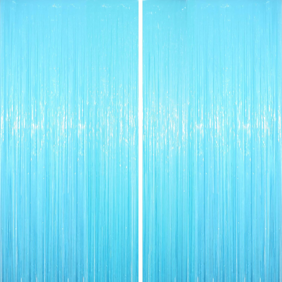 2 Pack Pastel Blue Tinsel Foil Fringe Curtains, Blue Party Decorations, Metallic Tinsel Party Streamers Backdrop for Birthday Baby Shower Gender Reveal Wedding Party Decorations