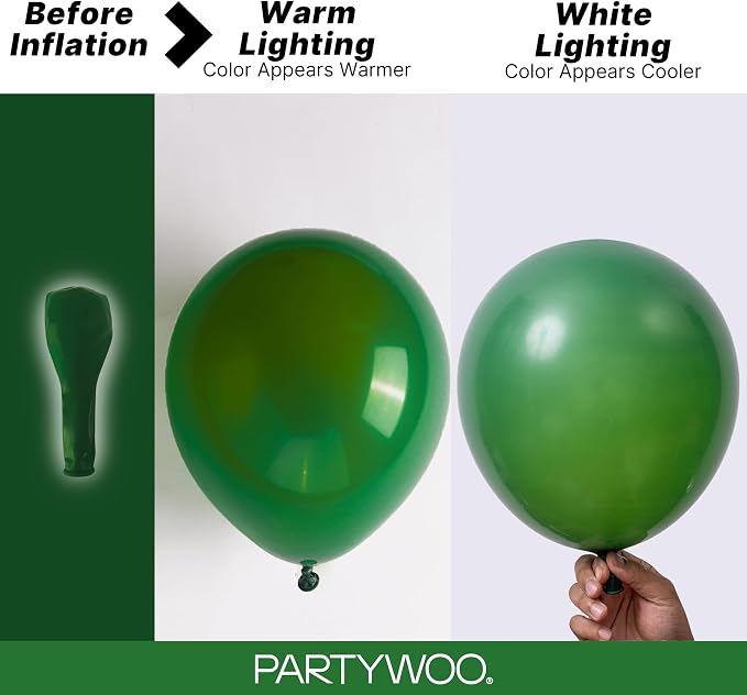 PartyWoo Dark Green Balloons 128pcs Emerald Hunter Forest Green Color | - Image 3