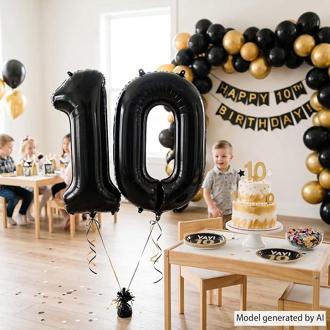 Black Number 10 Balloon 40 Inch, Foil Numeral - Image 7