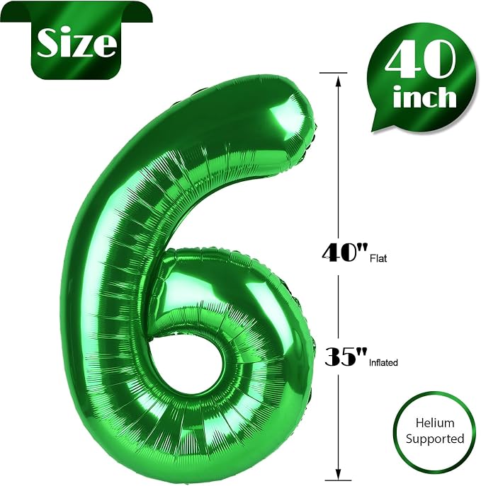 Green 6 Balloon, Number Balloons 40 Inch, 6th Balloons - Image 5