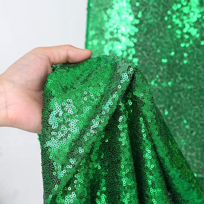 Green Sequin Backdrop Curtains Party Photo Glitter Drapes 2 Pcs 2FTx8FT | - Image 6