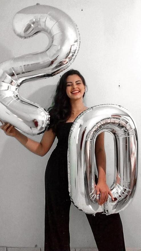 Large Number Balloons 40 Inch Silver 18 Balloon - Image 3