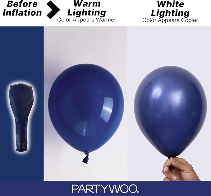 PartyWoo Navy Blue Balloons 152pcs Dark Blue Color 18 12 10 5 Inch | 18 12 10 5 - Image 3