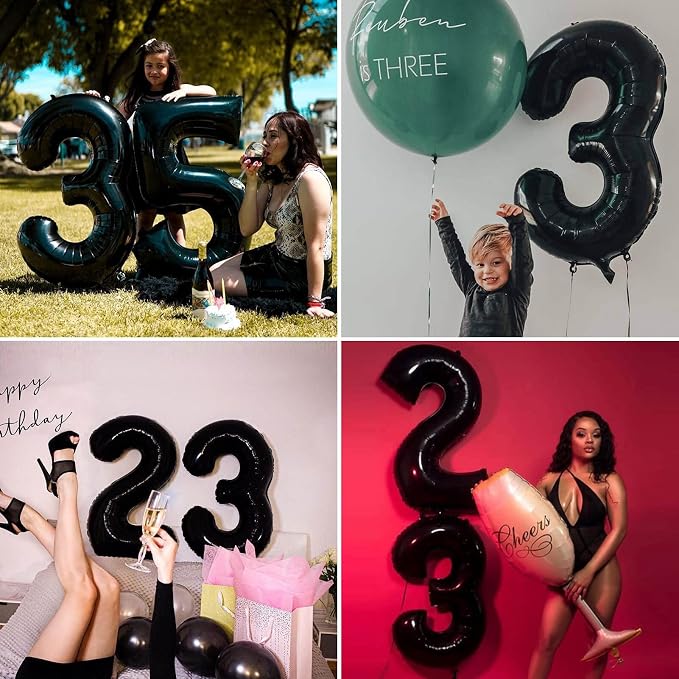 40 Inch Black Number 8 Balloons Helium Giant Black 8 Balloons - Image 6