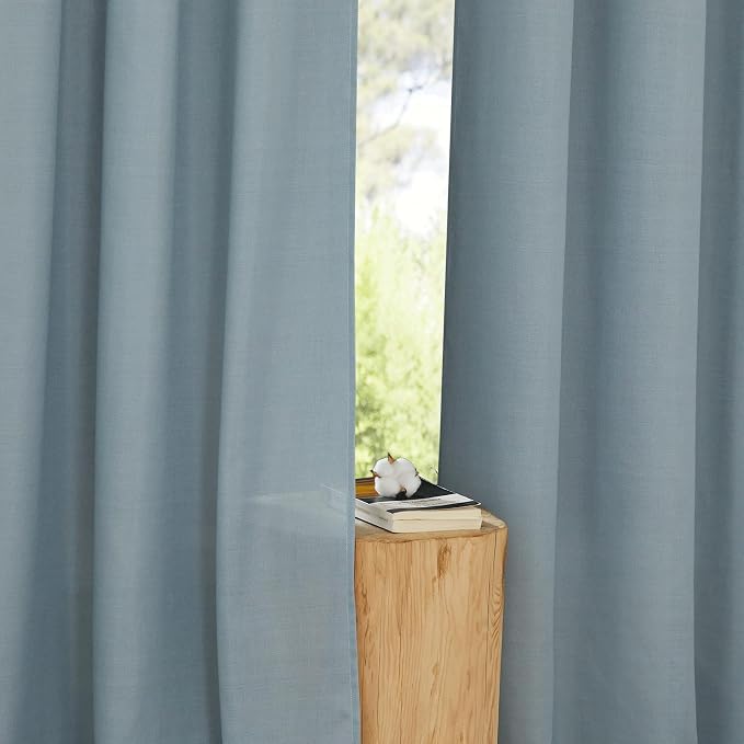 NICETOWN Stone Blue Linen Kitchen Curtains 36 inch Length, Decorative Thick - Image 3