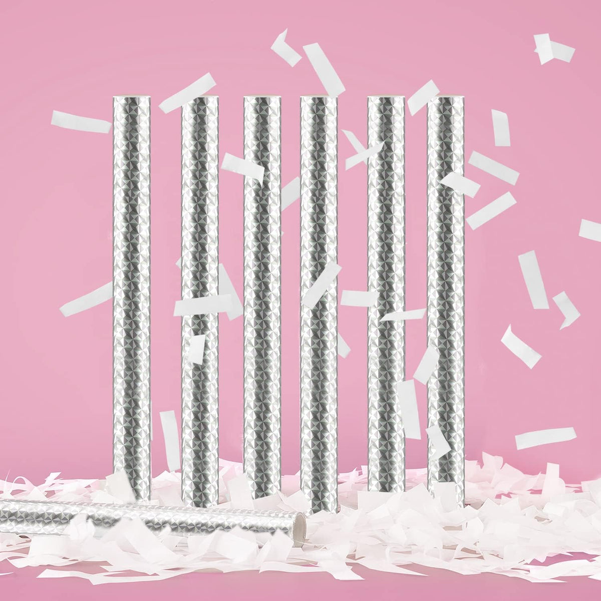BATTIFE 21Pack White Confetti Wands, 14 Inch Tissue Paper Confetti, Flick Flutter Sticks for Wedding, Celebrations, Anniversary, Birthday, Graduation Party