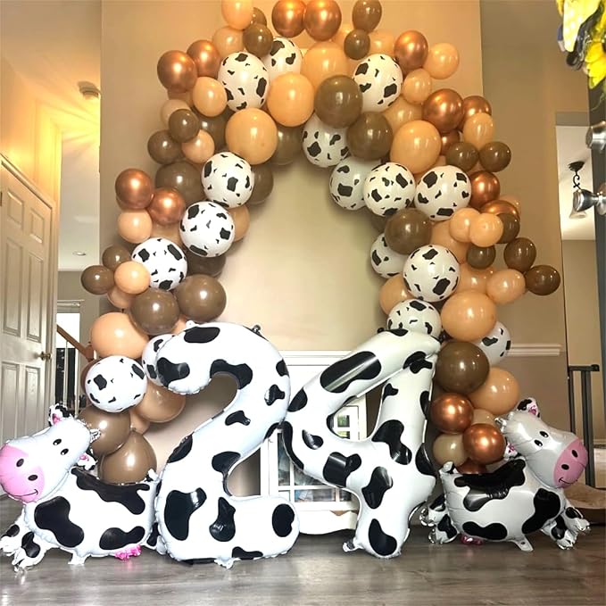 Cow Print Number Balloons for Kids, 40 Inch Foil Helium 0-9 Set Balloons - Image 3