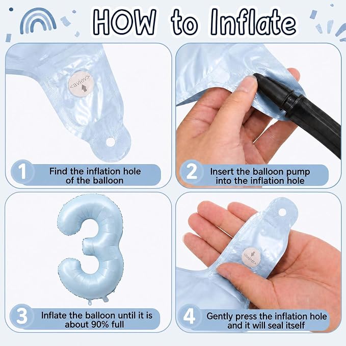 Baby Blue Number 13 Balloon 40 Inch, Foil Digits Milestone Party Supplies | - Image 5