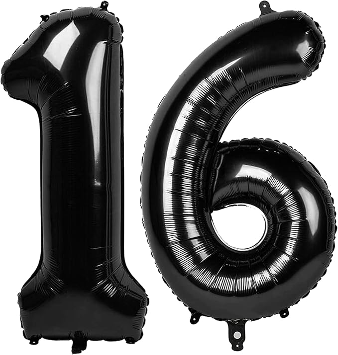 Numbers 15 Balloon 40Inch Black Balloons by Argthjy