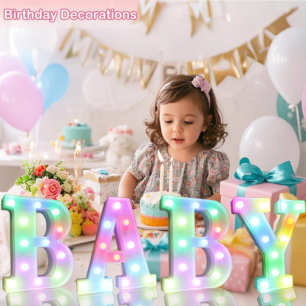 Light Up Colorful LED Marquee Letter lights, 18 Colors Changing Alphabet Letters Sign with Remote Timer for Night Light Girls Bedroom Wedding Birthday Party Lamp Christmas Home Bar Decor- Colorful S
