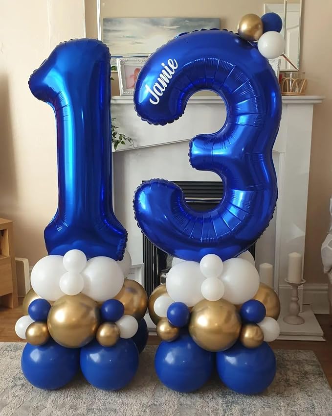 60 Balloons Number for 60th Birthday Decorations Women Men, Dark Blue | 40In - Image 3