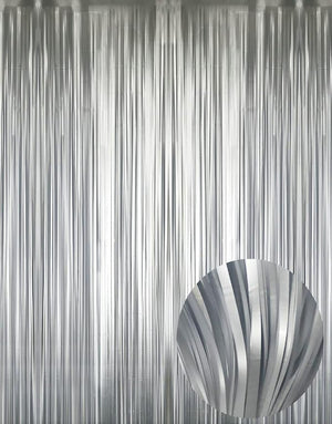 GOER 3.2 ft x 8.2 ft Metallic Tinsel Foil Fringe Curtains, Party Streamer by GOER