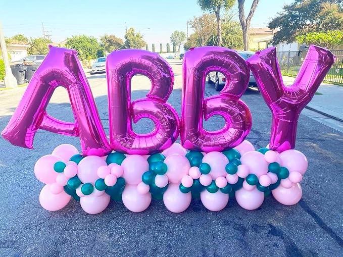 Hot Pink Letter T Balloons, T Letter Balloon 40 Inch Foil T Balloon | Hot Pink - Image 2