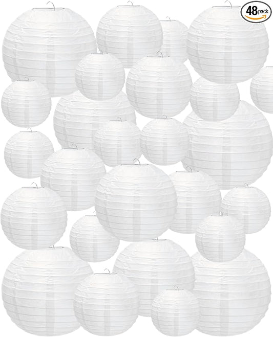 Treela 48 Pcs Paper Lanterns Party Decorations Chinese Lanterns Round Paper by Treela