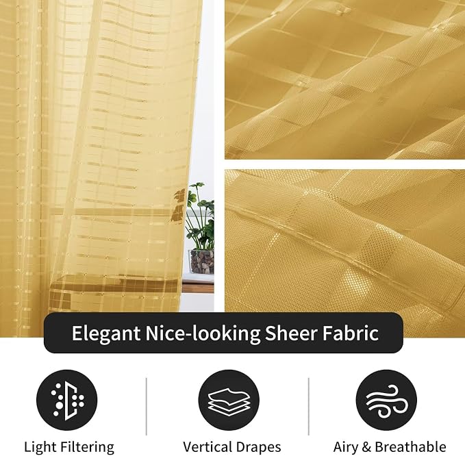 SpaceDresser Check Sheer Curtains 84 Inches Long - Image 4