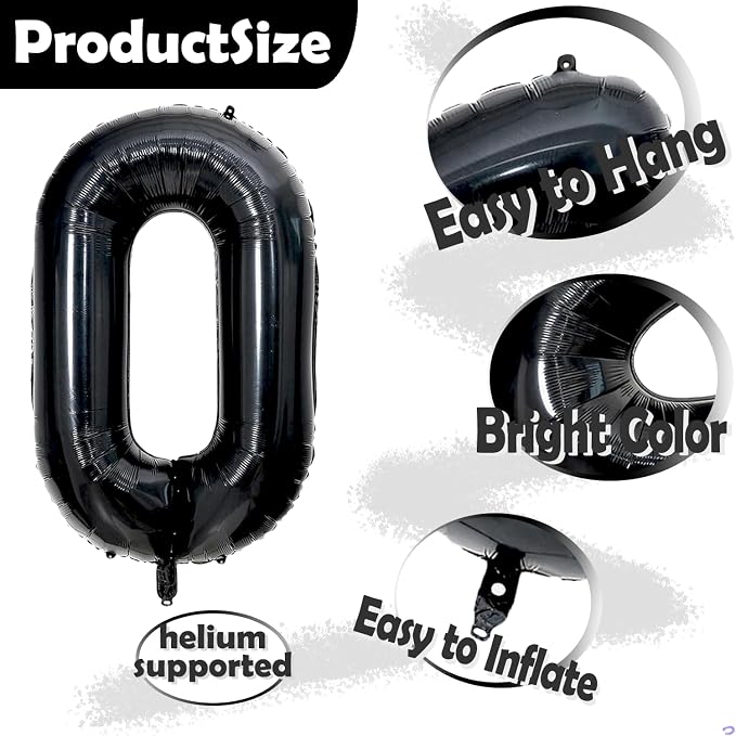 40 inch Large Black 70 Balloon Number - Image 3