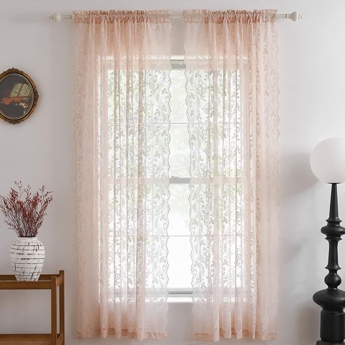 FINECITY Sheer Lace Curtains 72 Inch Length - Image 7