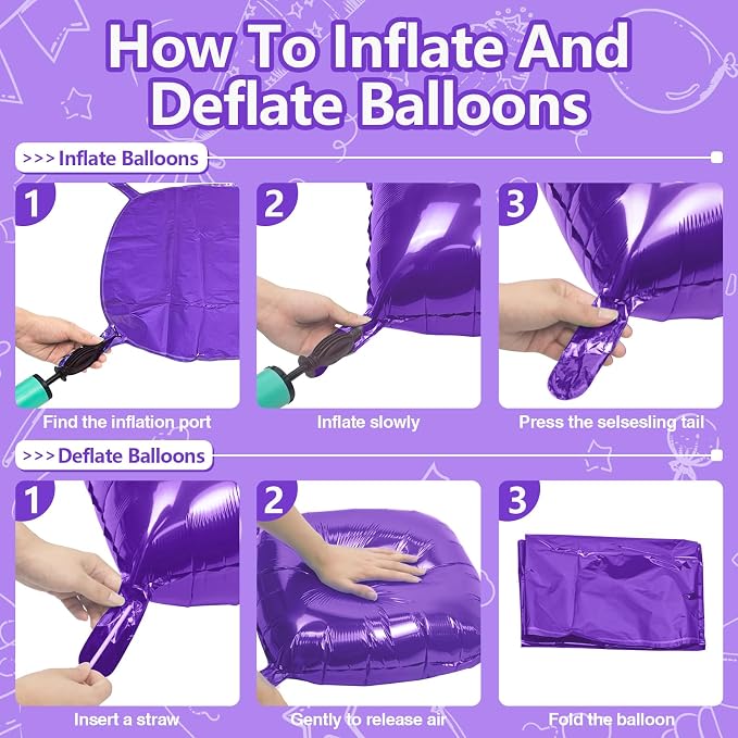 NISOCY 25PCS Metallic Purple Square Foil Balloons Wall Backdrop | Double Sided - Image 3