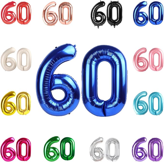 Navy Blue Number 60 Balloon 40 Inch by IWERP