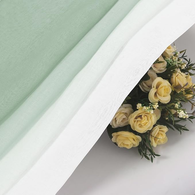 DWCN Light Sage Faux Linen Ombre Sheer Curtains - Image 6