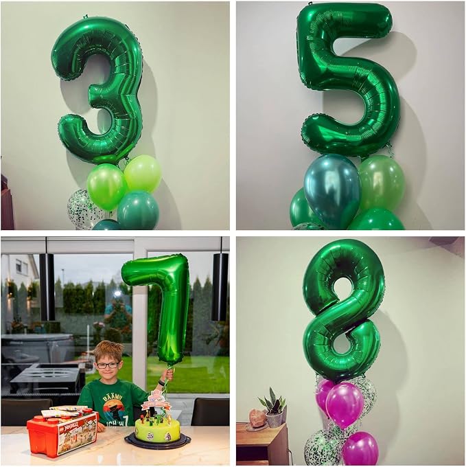 Number 14 Dark Green Balloons 40 Inch Giant Green 14 Numer Foil Helium Balloons - Image 5