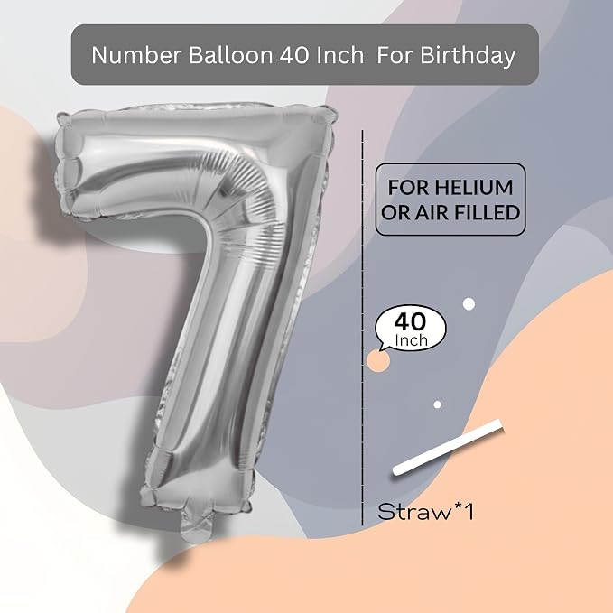 Red Number Balloon 7 Mylar Foil Balloons 40 inch - Image 7