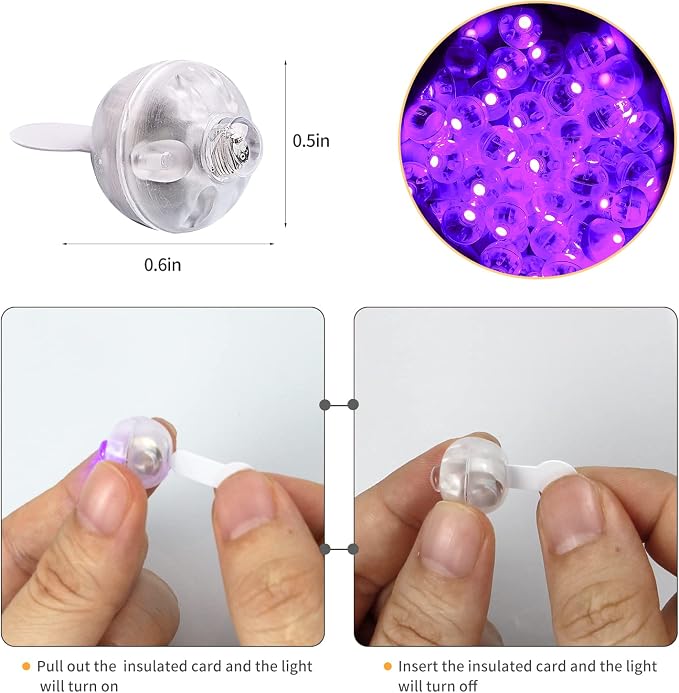 50pcs LED Purple Balloon Light, Round Led Mini LED Lights - Image 3