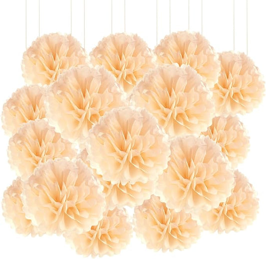Qimoo 20pcs Peach Paper Pom Poms Decorations, DIY Decorative Tissue Paper by QIMOO