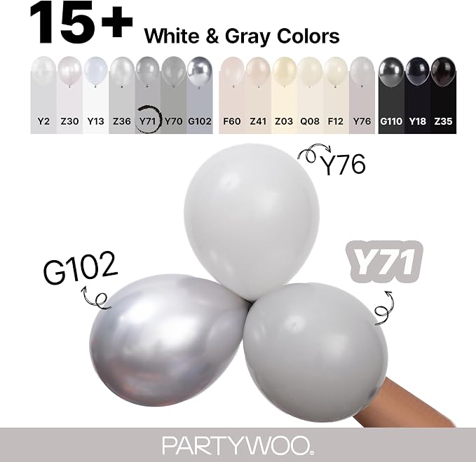 PartyWoo Gray Balloons 152pcs Matte Gray Latex Balloons Different Sizes | 18 12 - Image 4