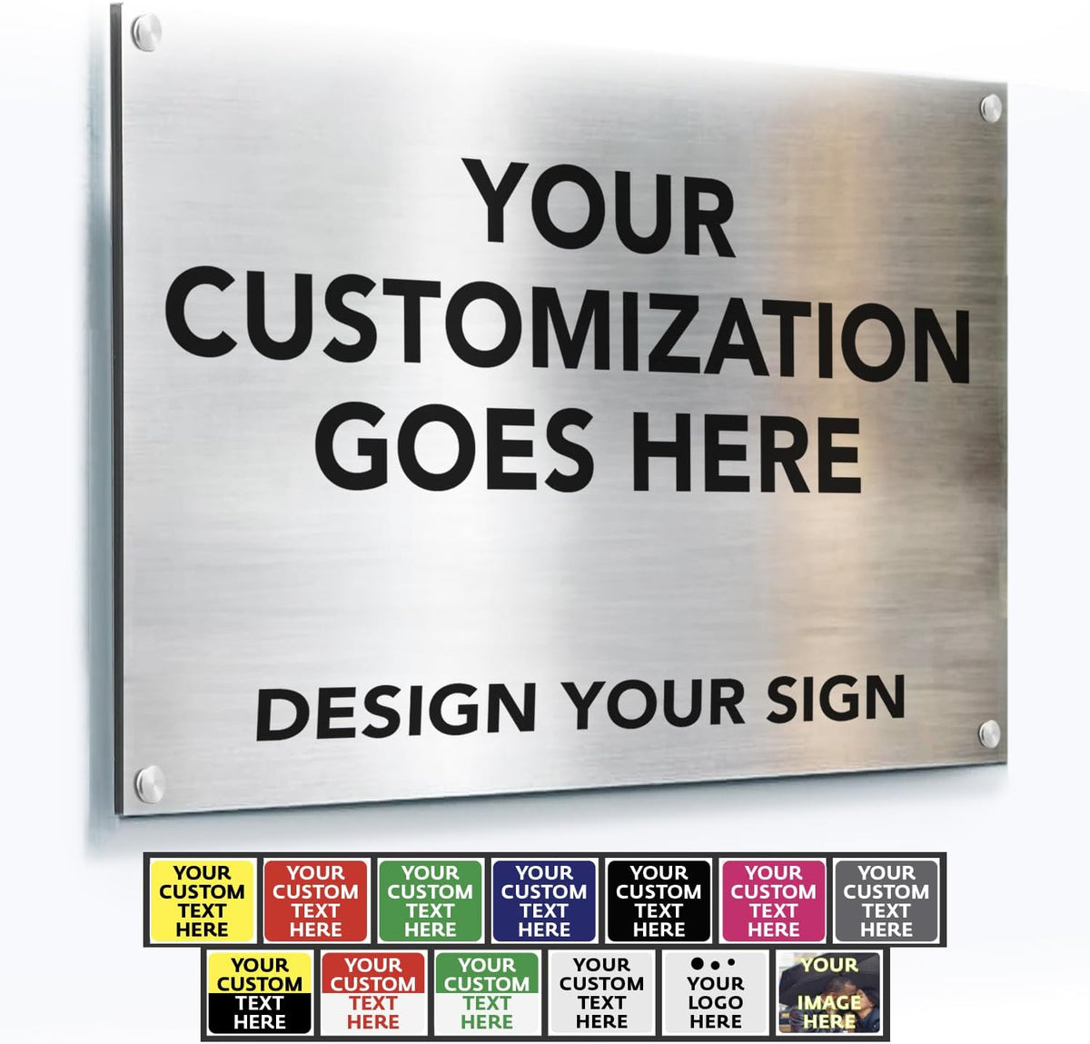Custom Metal Signs, Personalized Aluminum, Safety Signs - Waterproof Outdoor Business - White Aluminum (Silver Brushed, 18x12 In)