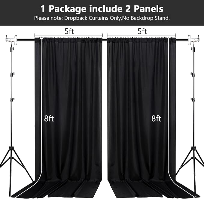 Black Backdrop Curtains for Parties - 10ft x 8ft Party Photo Background Curtain - Image 3