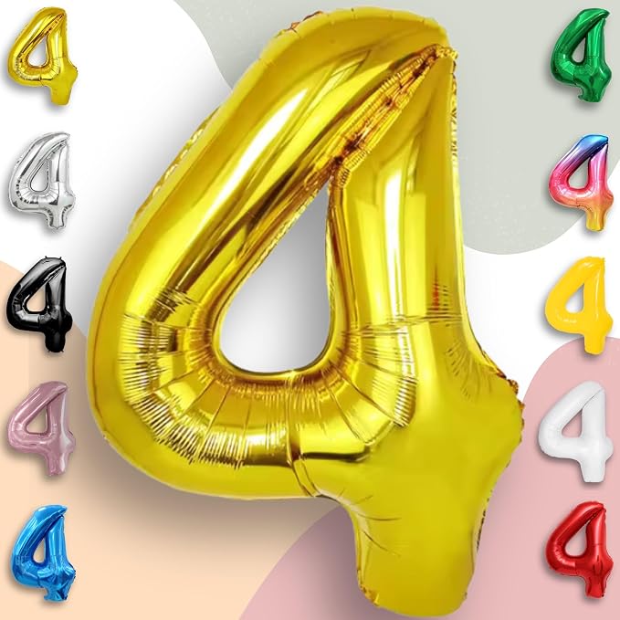 Gold Number Balloon 4 Mylar Foil Balloons 32 inch - Image 5