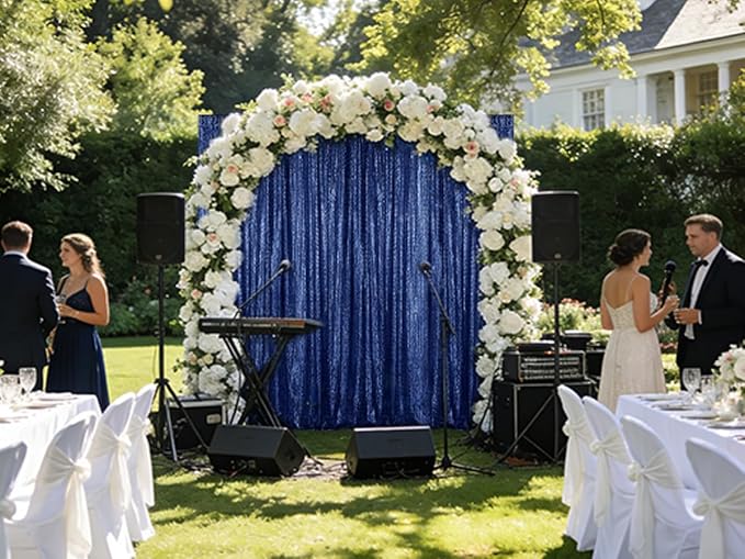 Sugargirl Navy Sequin Backdrop Curtain 6 Panels 2FTx8FT Glitter Navy Background - Image 3