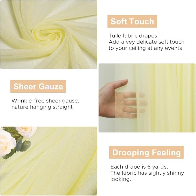 Beige Wedding Arch Draping Fabric Backdrop Drapes Sheer 3 Panels | 28.7"x20FT - Image 2