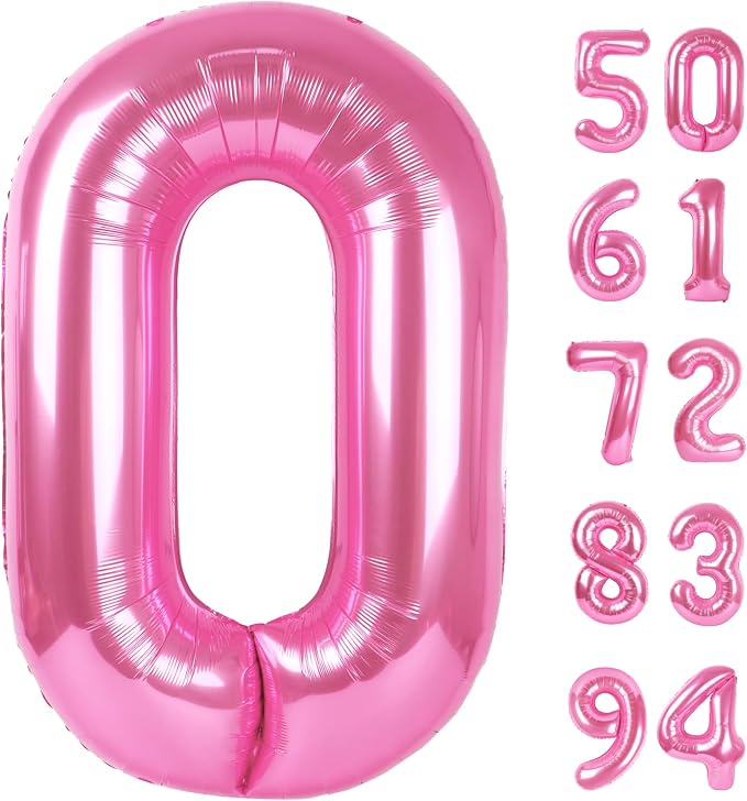 Pink 0 Balloon - Number Balloon 40 Inch, 0th Pink Birthday Decorations | Large by IWERP