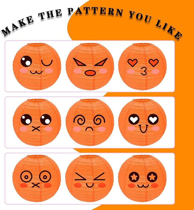 Orange Paper Lanterns, Baby Showers, Classrooms, Fall Halloween and Seasonal - Image 4