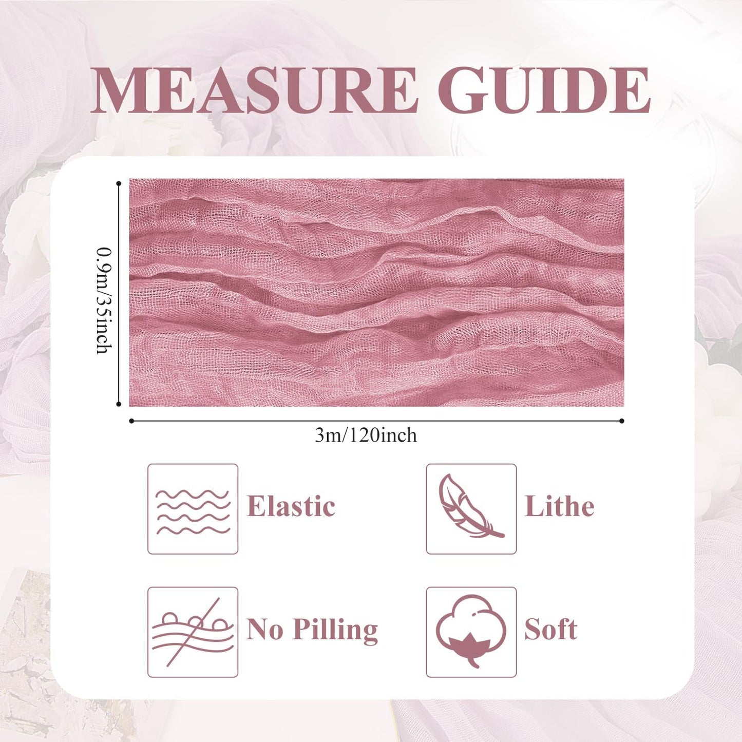Asee'm Cheesecloth Table Runner 120 Inches Pink Boho Gauze Cheese Cloth Runner 10FT Rustic Sheer Dining Fall Table Runners for Thanksgiving Wedding Baby Shower Centerpiece Decoration