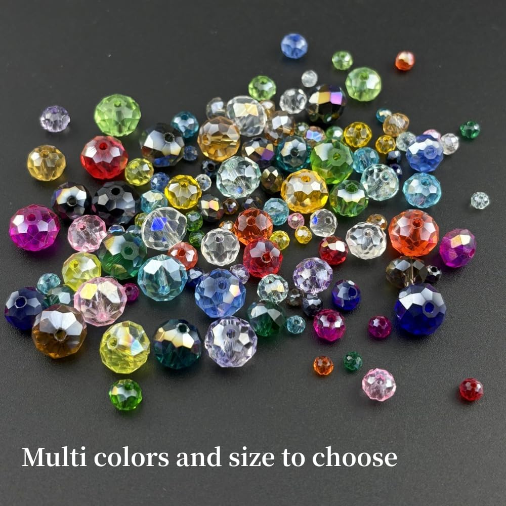 50pcs 10mm Crystal Glass Beads for Crafts Faceted Rondelle Glass Beads for Jewelry Making Crystal Spacer Beads for Necklaces Bracelets Earrings DIY Craft(Pink AB)